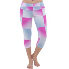 Gradient Blue Pink Geometric Capri Yoga Leggings