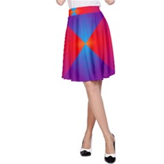 Geometric Blue Violet Red Gradient A-line Skirt