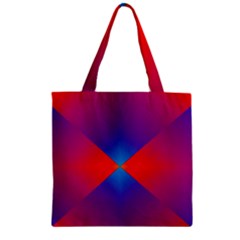 Geometric Blue Violet Red Gradient Zipper Grocery Tote Bag