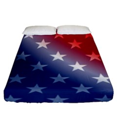 America Patriotic Red White Blue Fitted Sheet (queen Size) by BangZart