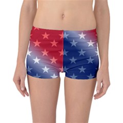 America Patriotic Red White Blue Reversible Boyleg Bikini Bottoms