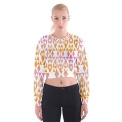 Geometric Abstract Orange Purple Cropped Sweatshirt