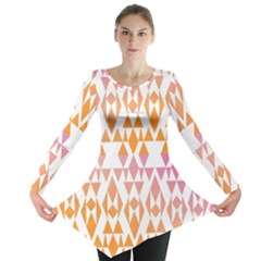 Geometric Abstract Orange Purple Long Sleeve Tunic 