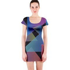 Triangle Gradient Abstract Geometry Short Sleeve Bodycon Dress