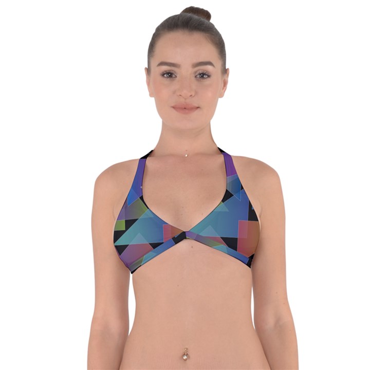 Triangle Gradient Abstract Geometry Halter Neck Bikini Top