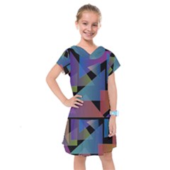 Triangle Gradient Abstract Geometry Kids  Drop Waist Dress by BangZart