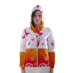 Spring Butterfly Flower Plant Hooded Wind Breaker (women)