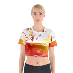 Spring Butterfly Flower Plant Cotton Crop Top