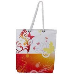 Spring Butterfly Flower Plant Full Print Rope Handle Tote (large)