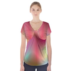 Colorful Colors Wave Gradient Short Sleeve Front Detail Top