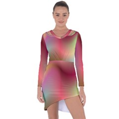 Colorful Colors Wave Gradient Asymmetric Cut-out Shift Dress by BangZart