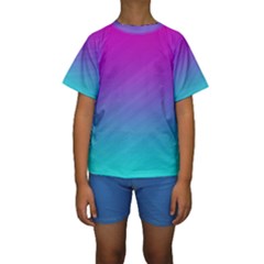 Background Pink Blue Gradient Kids  Short Sleeve Swimwear