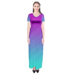 Background Pink Blue Gradient Short Sleeve Maxi Dress