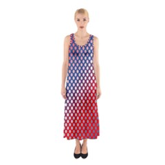Dots Red White Blue Gradient Sleeveless Maxi Dress