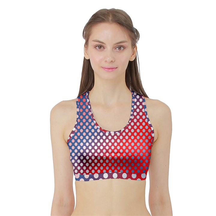 Dots Red White Blue Gradient Sports Bra with Border
