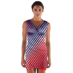 Dots Red White Blue Gradient Wrap Front Bodycon Dress