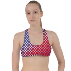 Dots Red White Blue Gradient Criss Cross Racerback Sports Bra