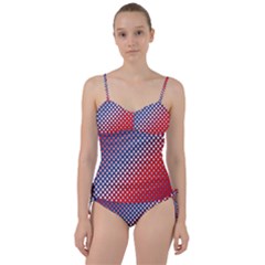 Dots Red White Blue Gradient Sweetheart Tankini Set by BangZart