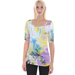 Watercolour Watercolor Paint Ink Wide Neckline Tee