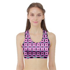 Pattern Pink Squares Square Texture Sports Bra With Border