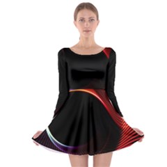 Grid Bent Vibration Ease Bend Long Sleeve Skater Dress