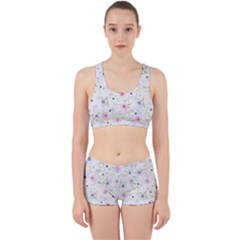 Floral Pattern Background Work It Out Sports Bra Set