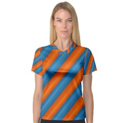 Diagonal Stripes Striped Lines V-neck Sport Mesh Tee