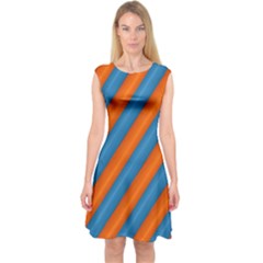 Diagonal Stripes Striped Lines Capsleeve Midi Dress