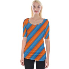 Diagonal Stripes Striped Lines Wide Neckline Tee