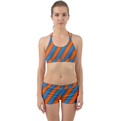 Diagonal Stripes Striped Lines Back Web Sports Bra Set