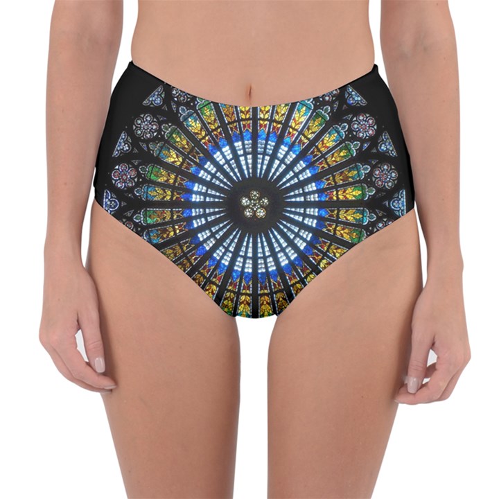 Rose Window Strasbourg Cathedral Reversible High-Waist Bikini Bottoms