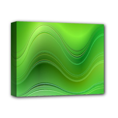 Green Wave Background Abstract Deluxe Canvas 14  X 11  by BangZart