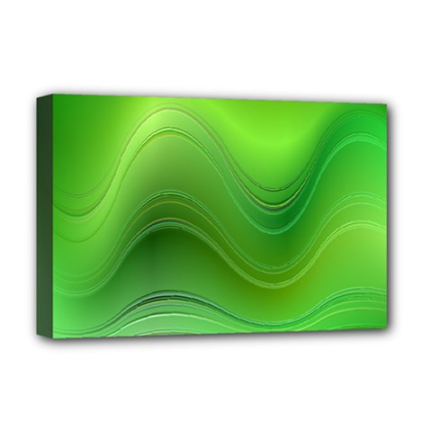 Green Wave Background Abstract Deluxe Canvas 18  X 12   by BangZart