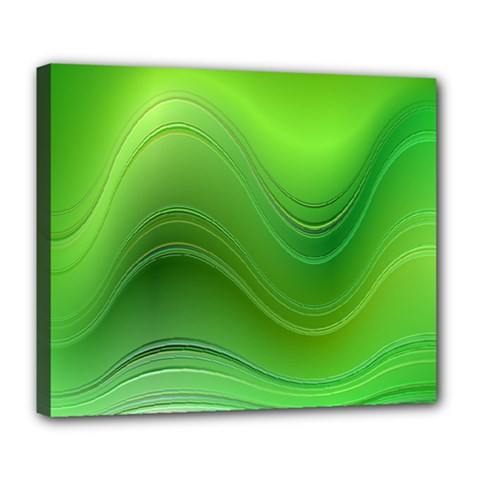 Green Wave Background Abstract Deluxe Canvas 24  X 20   by BangZart