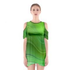 Green Wave Background Abstract Shoulder Cutout One Piece