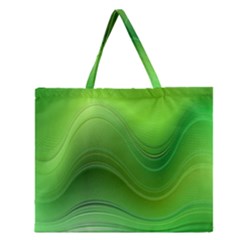 Green Wave Background Abstract Zipper Large Tote Bag