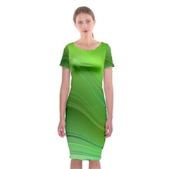 Green Wave Background Abstract Classic Short Sleeve Midi Dress by BangZart