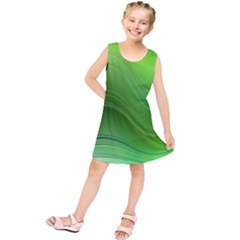 Green Wave Background Abstract Kids  Tunic Dress