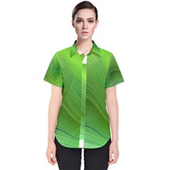 Green Wave Background Abstract Women s Short Sleeve Shirt