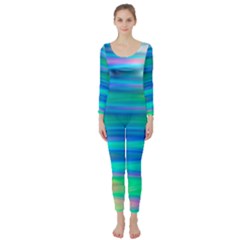 Wave Rainbow Bright Texture Long Sleeve Catsuit