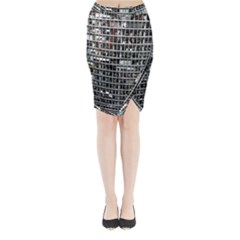 Skyscraper Glass Facade Offices Midi Wrap Pencil Skirt