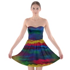Watercolour Color Background Strapless Bra Top Dress