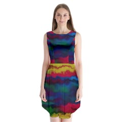 Watercolour Color Background Sleeveless Chiffon Dress  