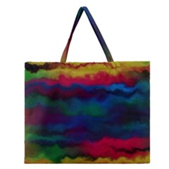 Watercolour Color Background Zipper Large Tote Bag