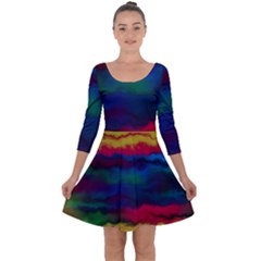 Watercolour Color Background Quarter Sleeve Skater Dress by BangZart