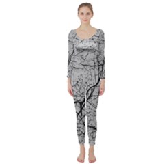 Abstract Background Texture Grey Long Sleeve Catsuit