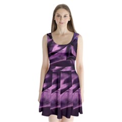 Shiny Purple Silk Royalty Split Back Mini Dress 