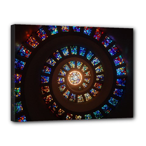 Stained Glass Spiral Circle Pattern Canvas 16  X 12 