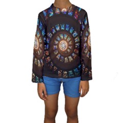 Stained Glass Spiral Circle Pattern Kids  Long Sleeve Swimwear