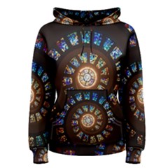 Stained Glass Spiral Circle Pattern Women s Pullover Hoodie